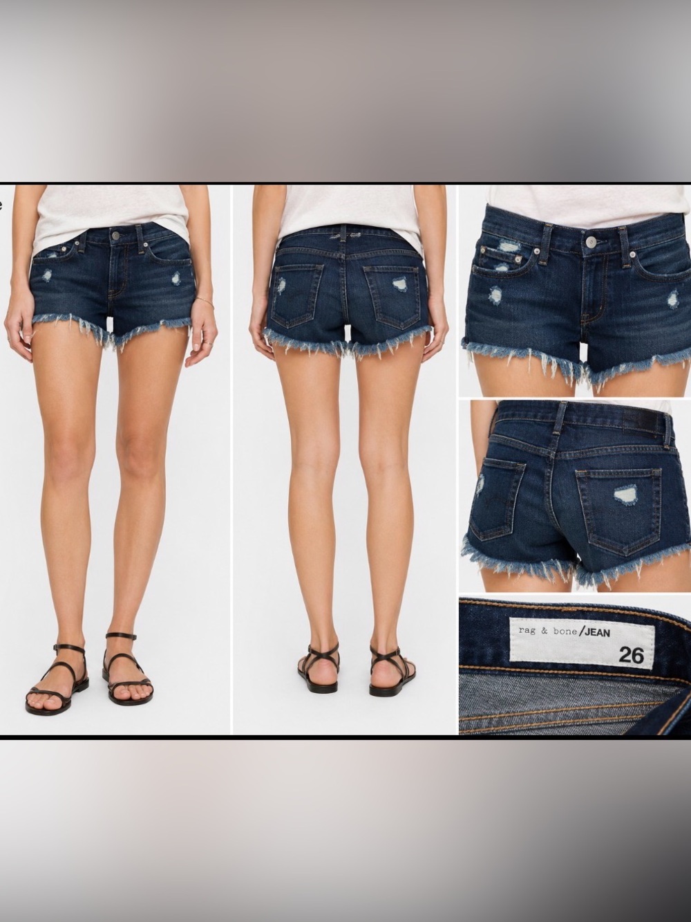 rag & bone dark indigo distressed denim cutoffs